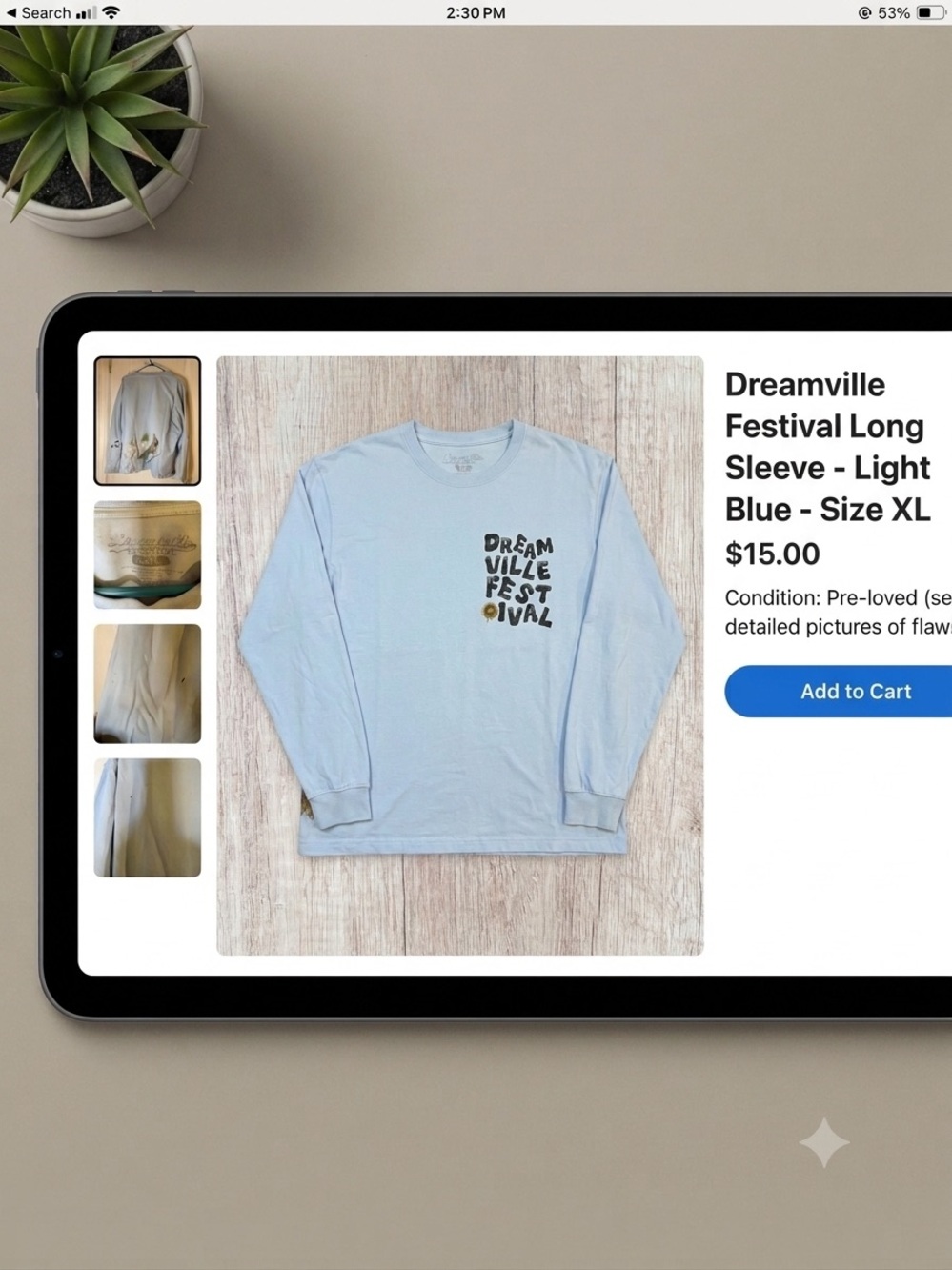 Dreamville Festival Long Sleeve Tee - Light Blue-Preloved-see pics